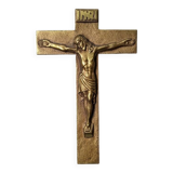 INRI gilded bronze wall crucifix, ancient religious object