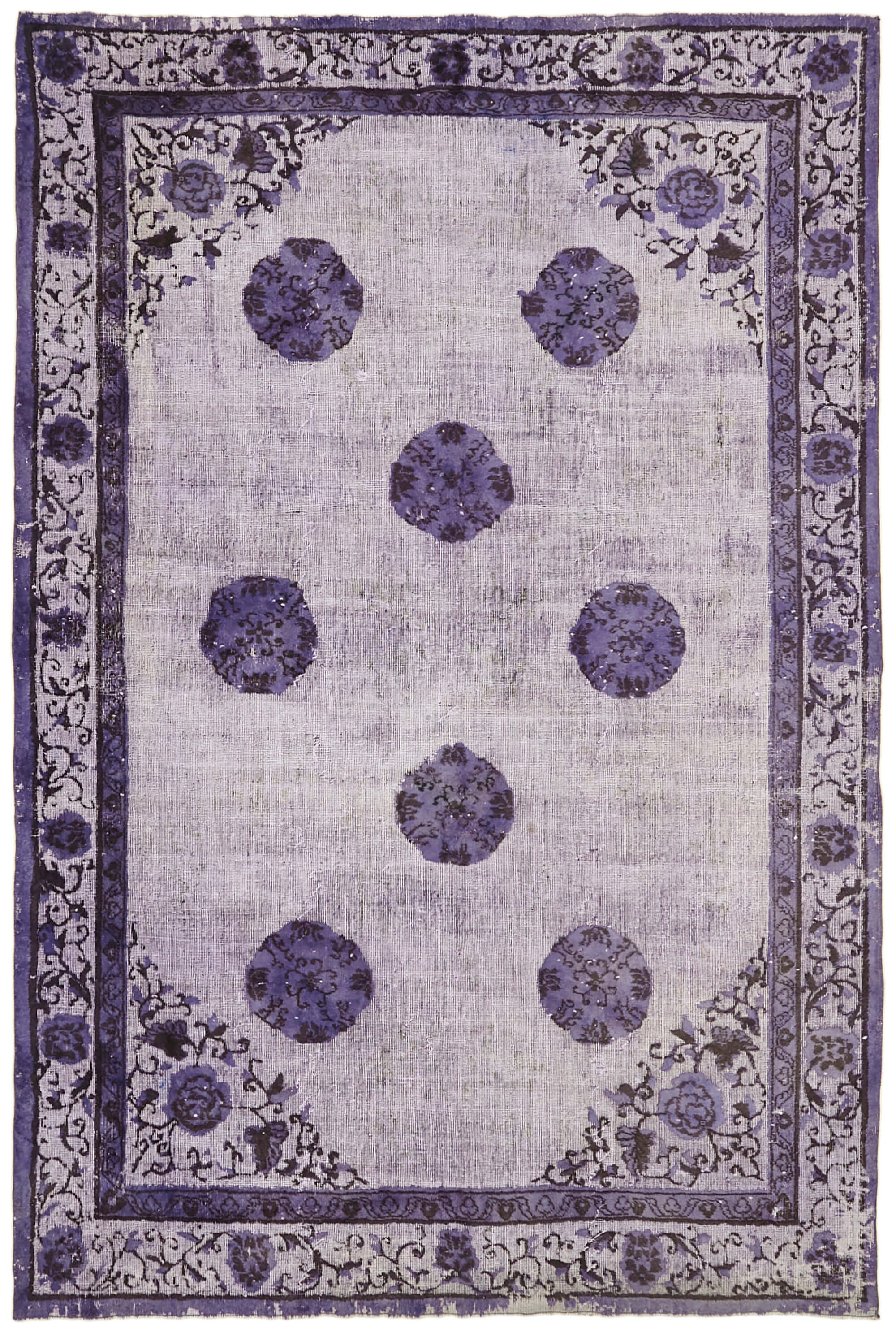 Hand-knotted antique oriental 1970s 216 cm x 320 cm purple carpet
