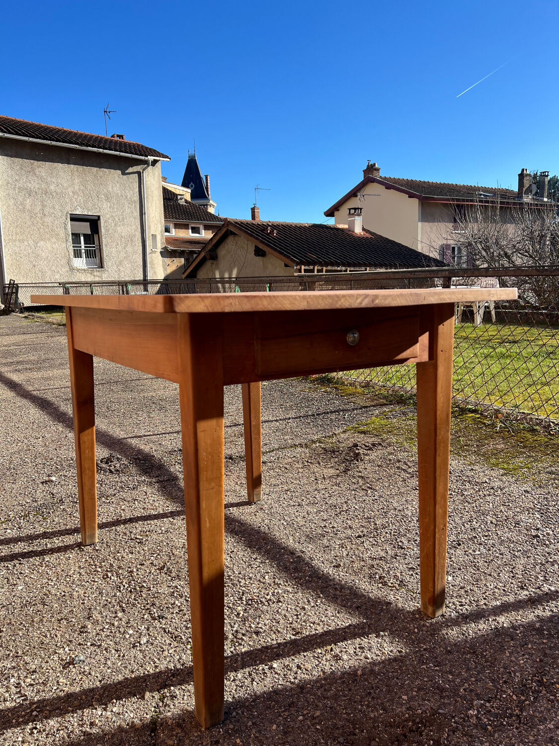 Solid wood table with side drawers