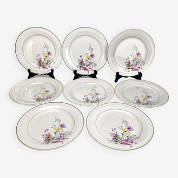 Set of 8 flat plates Céranord Saint Amand model Fanny