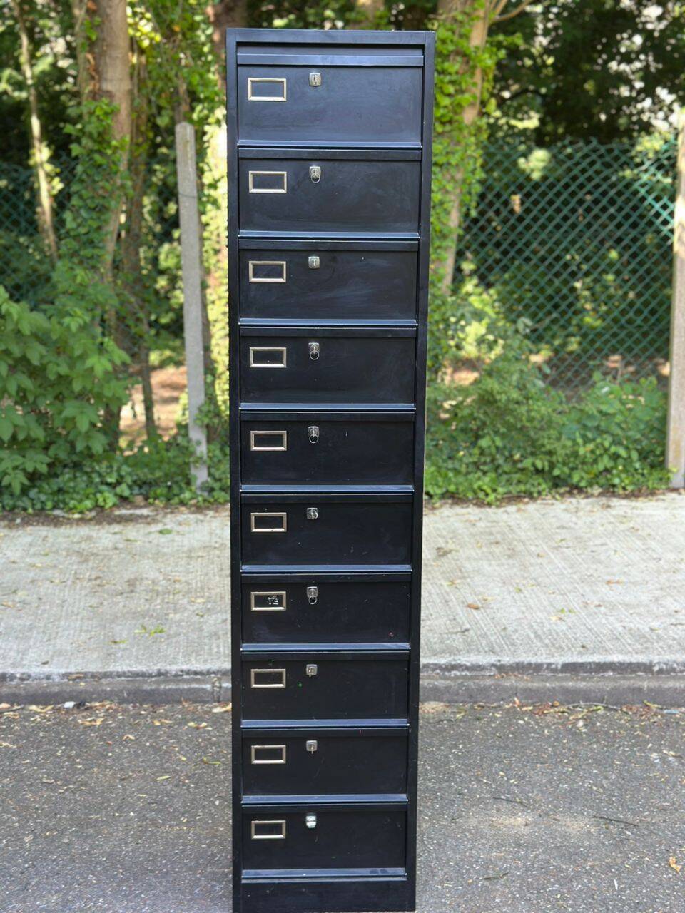 Industrial storage column cabinet Bisley in black metal