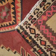 Vintage Kilim Rug 1980s Beige Terracotta Wool Flatweave 290 x 175 cm