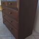 Antique chest of drawers from the 50s with 5 curved drawers, vintage old-style assembly and brass knobs