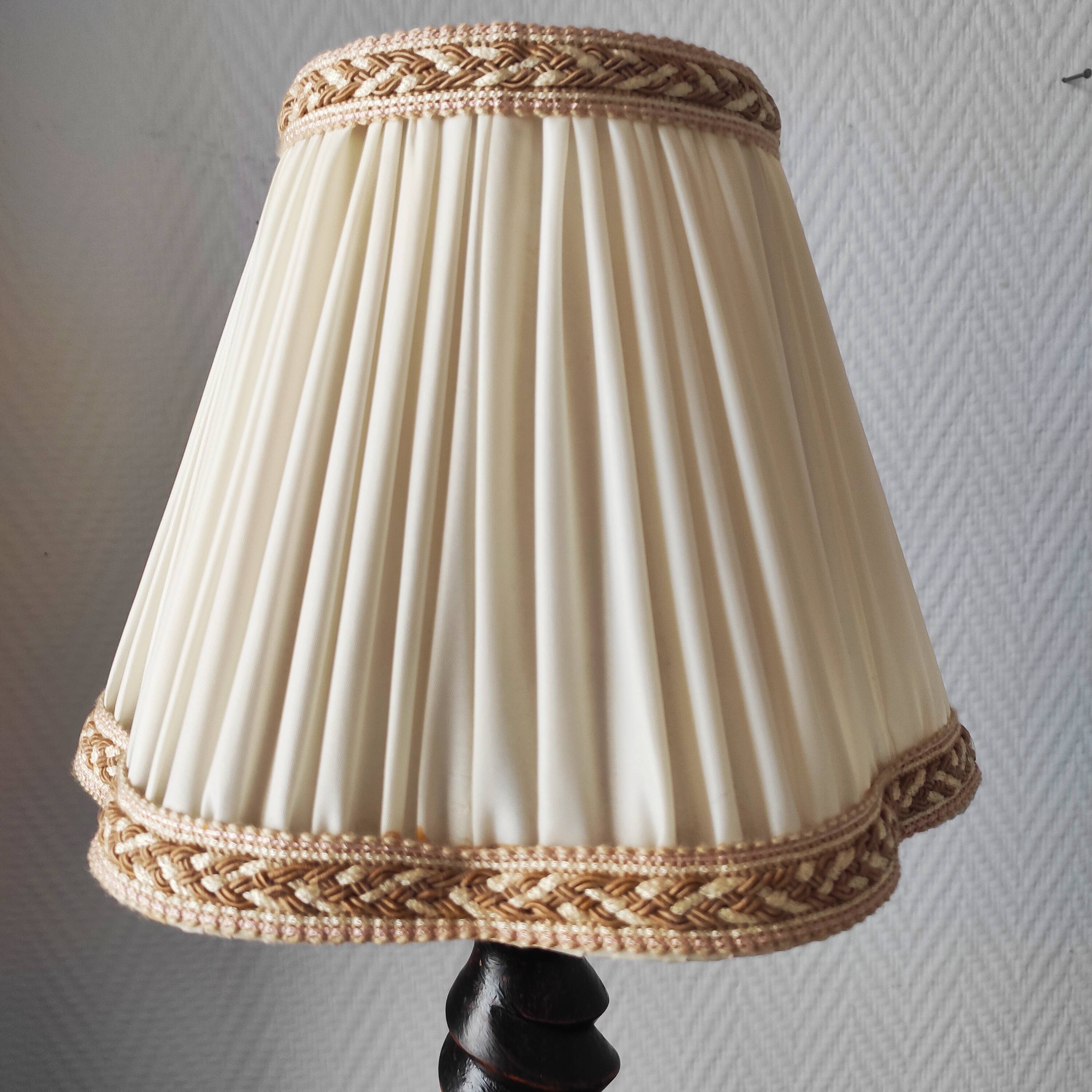 French vintage turned wooden lamp from the 40s-50s.