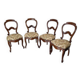4 Louis Philippe style 19th century cherry wood chairs
