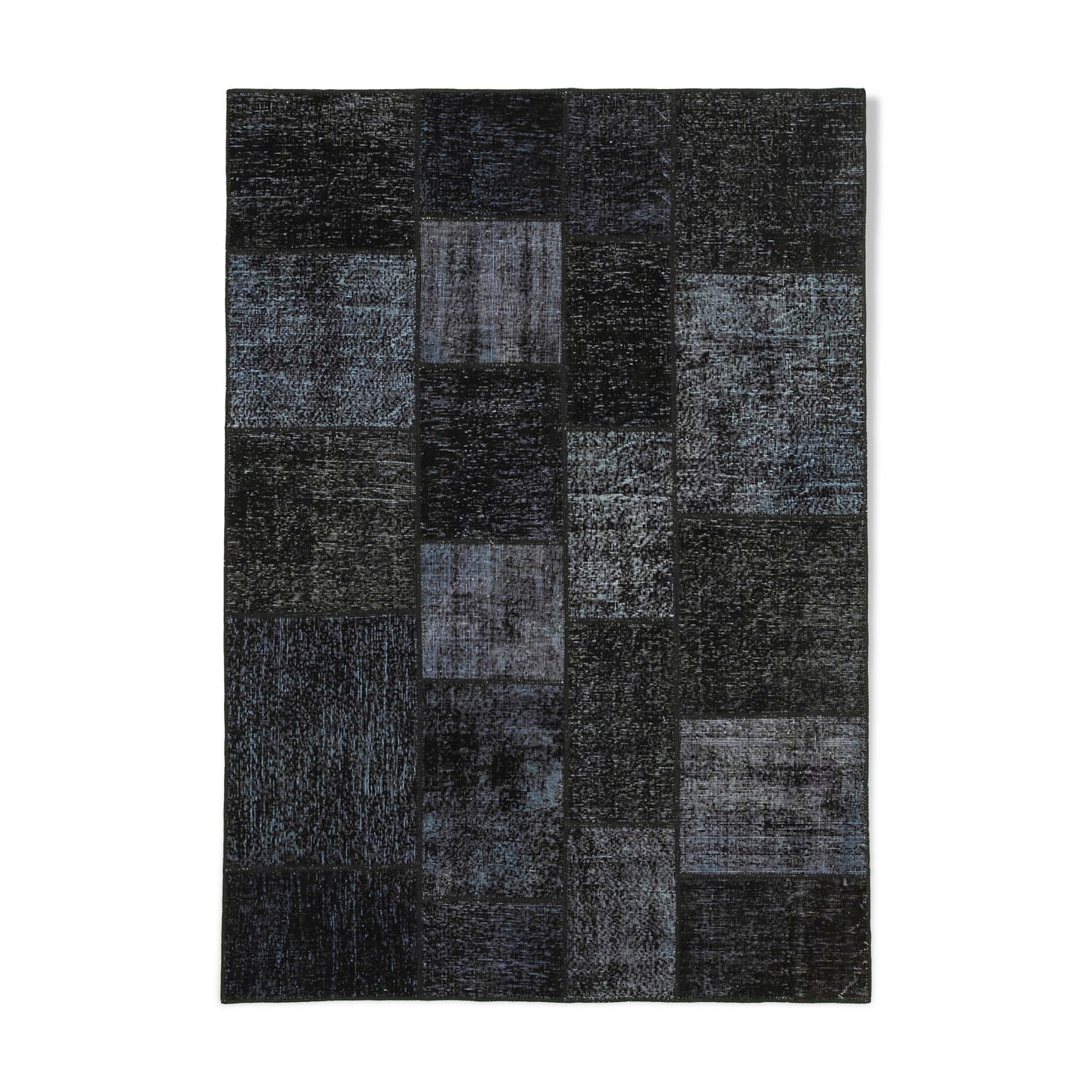 Handmade turkish overdyed 171 cm x 243 cm black patchwork carpet