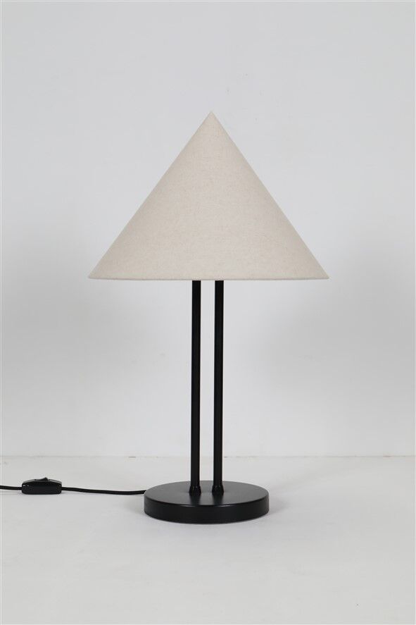 Big black Hustadt table lamp with pointed shade / 1970s / 1980s / postmodern design