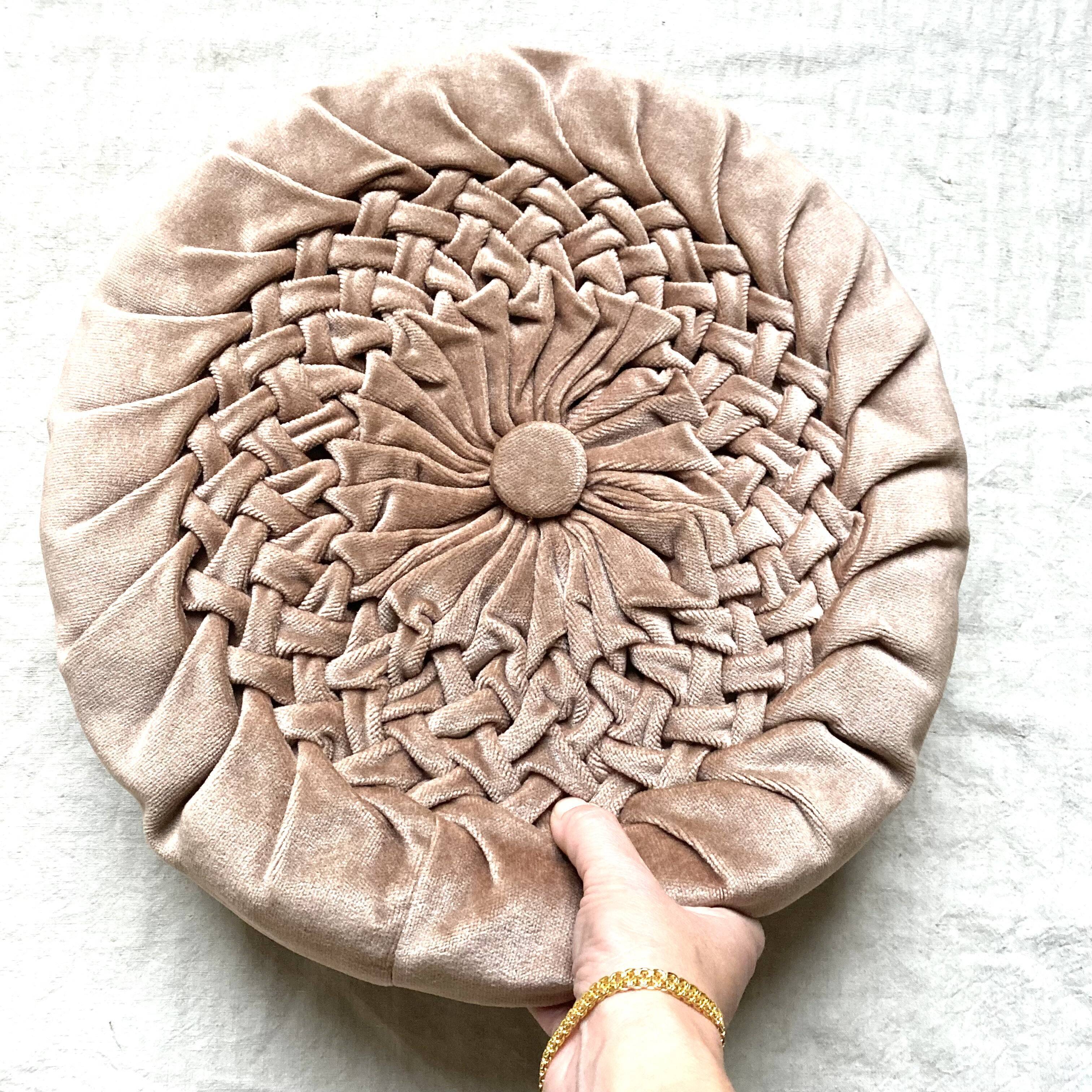 Vintage pleated velvet cushion