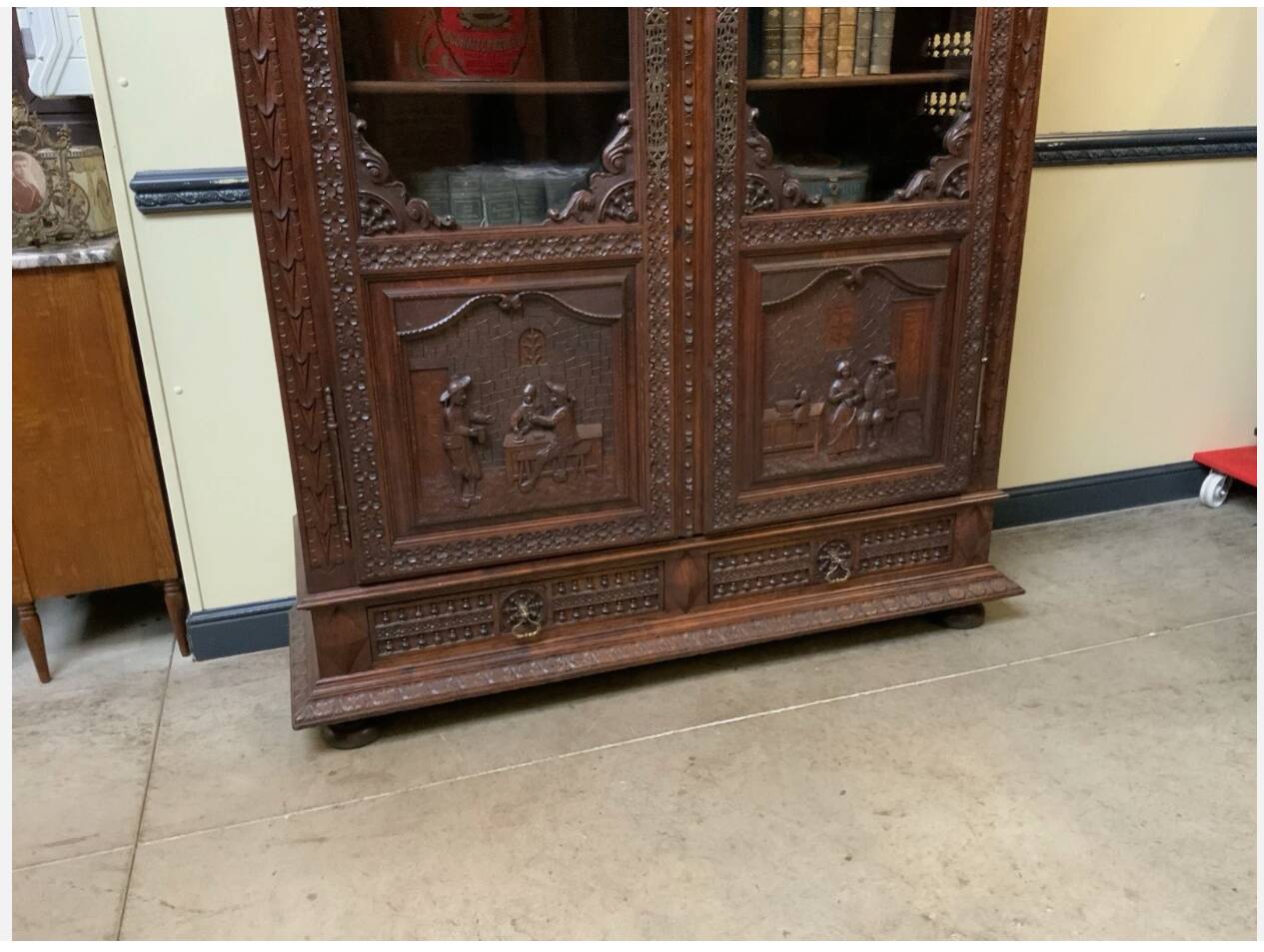 Antique impressive Breton display cabinet, bookcase