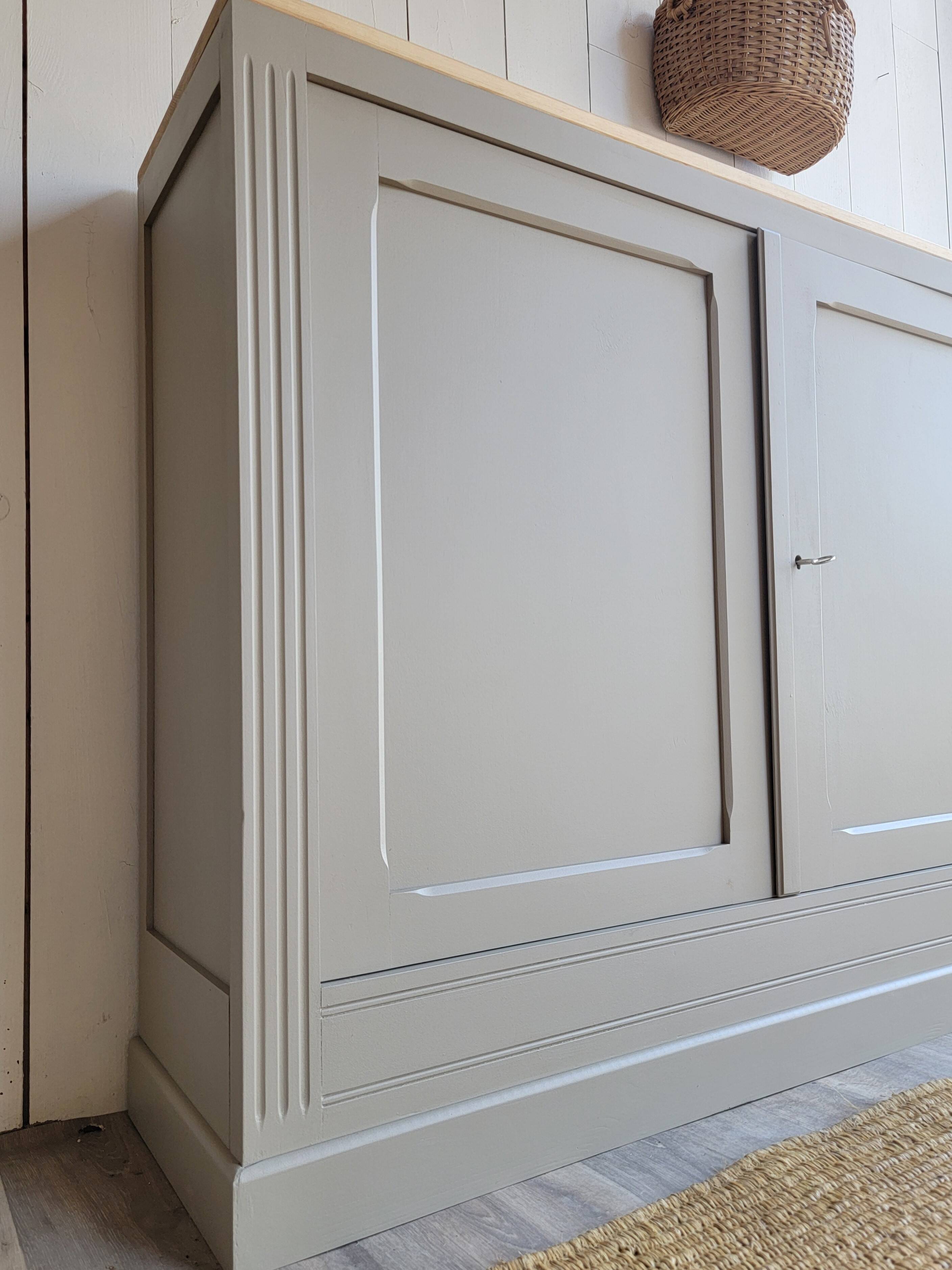 renovated wooden sideboard in brown