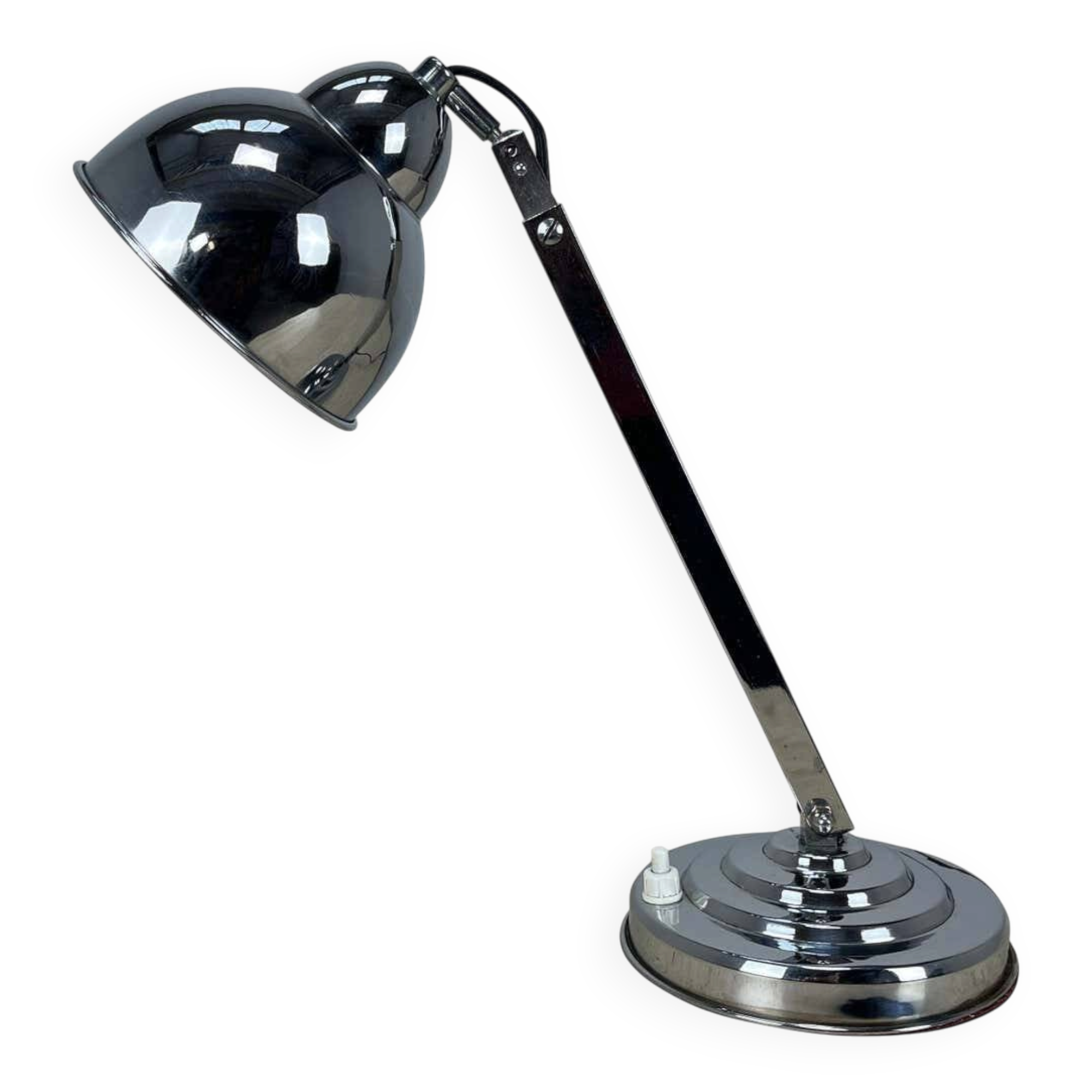 Modernist Art Deco desk lamp, chrome metal, 1930s/40s