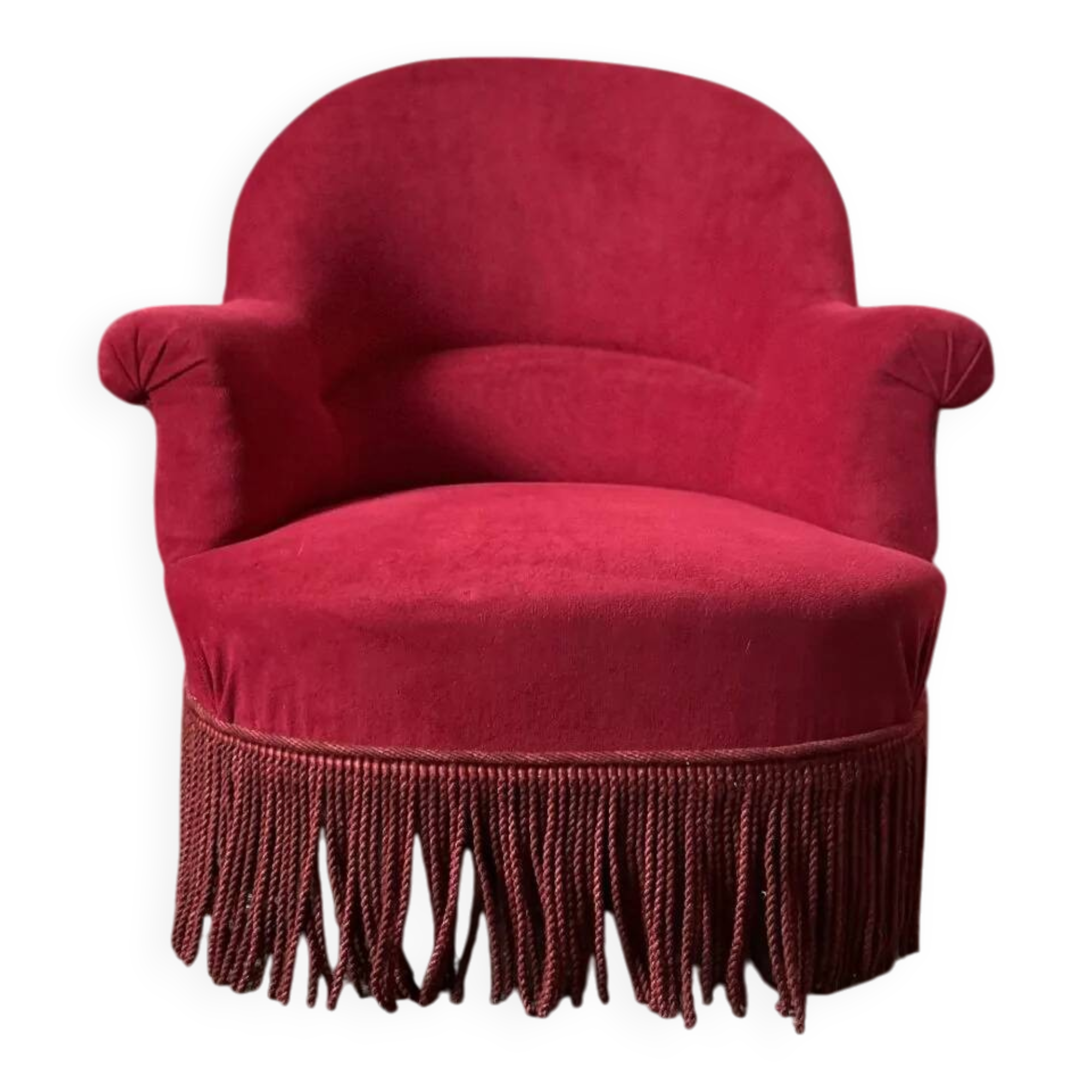 Napoleon III crapaud armchair in deep burgundy velvet