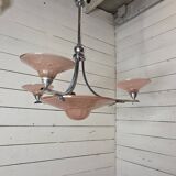 Art Deco chandelier in chromed metal from the 1930s