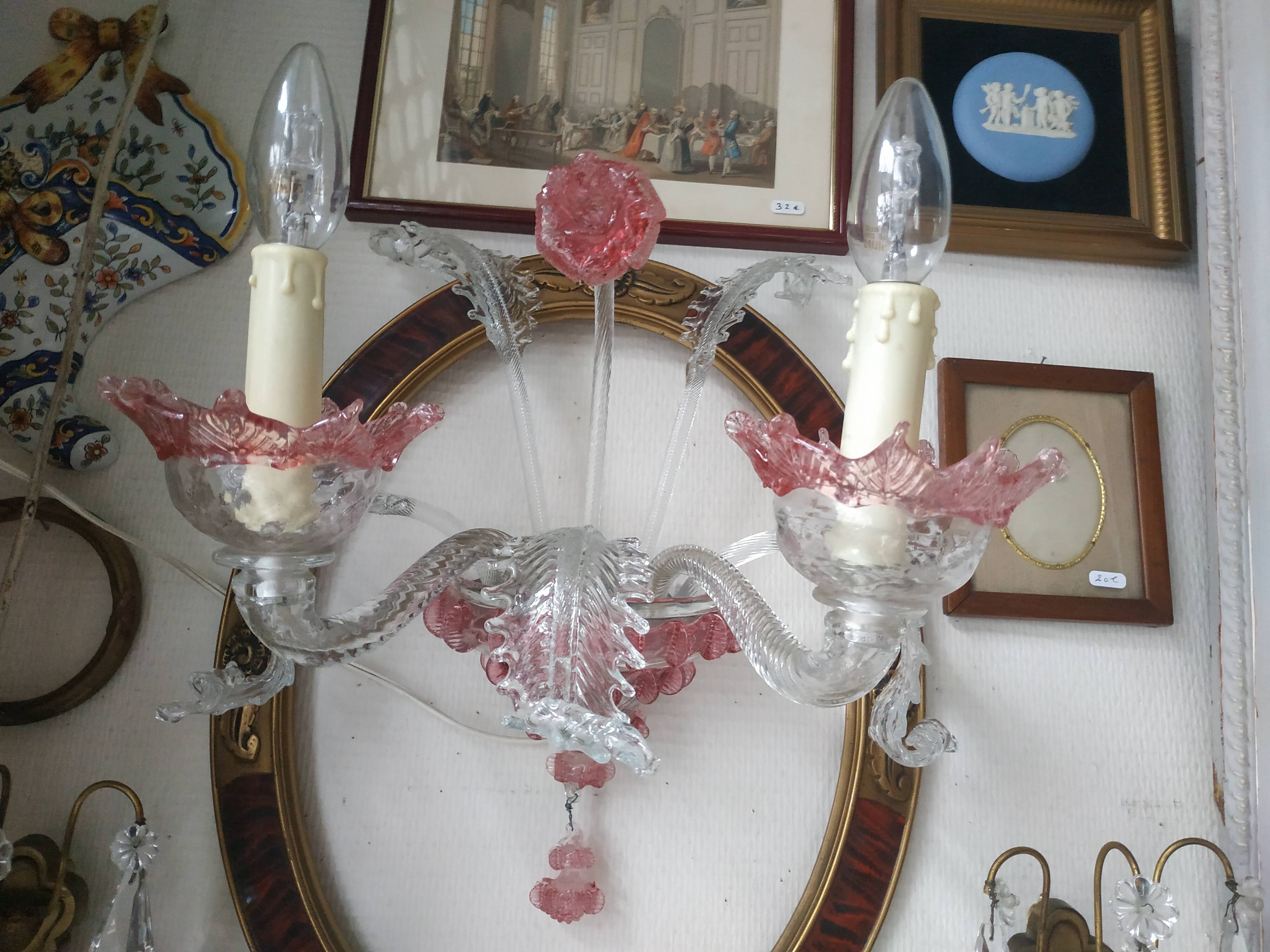 Wall sconce Murano gold and rose