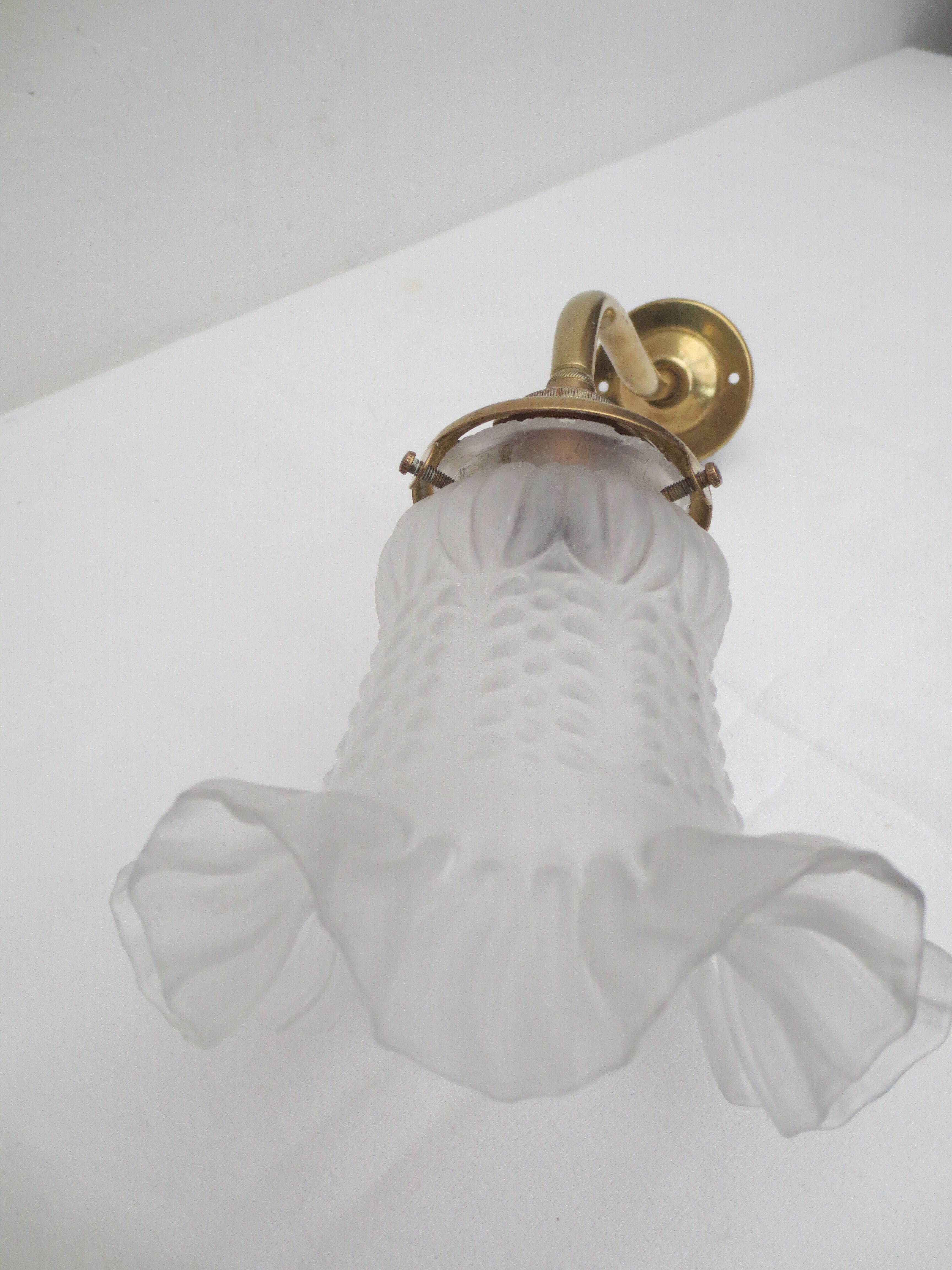 Old gooseneck wall lamp and frosted white glass tulip