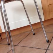 Leather in formica imitation wood and chrome feet / vintage 60s-70s