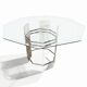 Table de repas octogonale en verre et métal chromé – Circa 1970