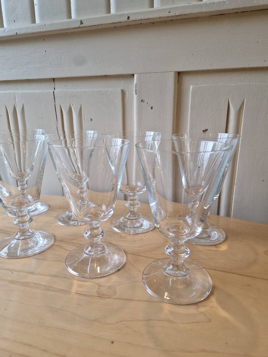 Set of 10 vintage 1970s crystal water or wine glasses