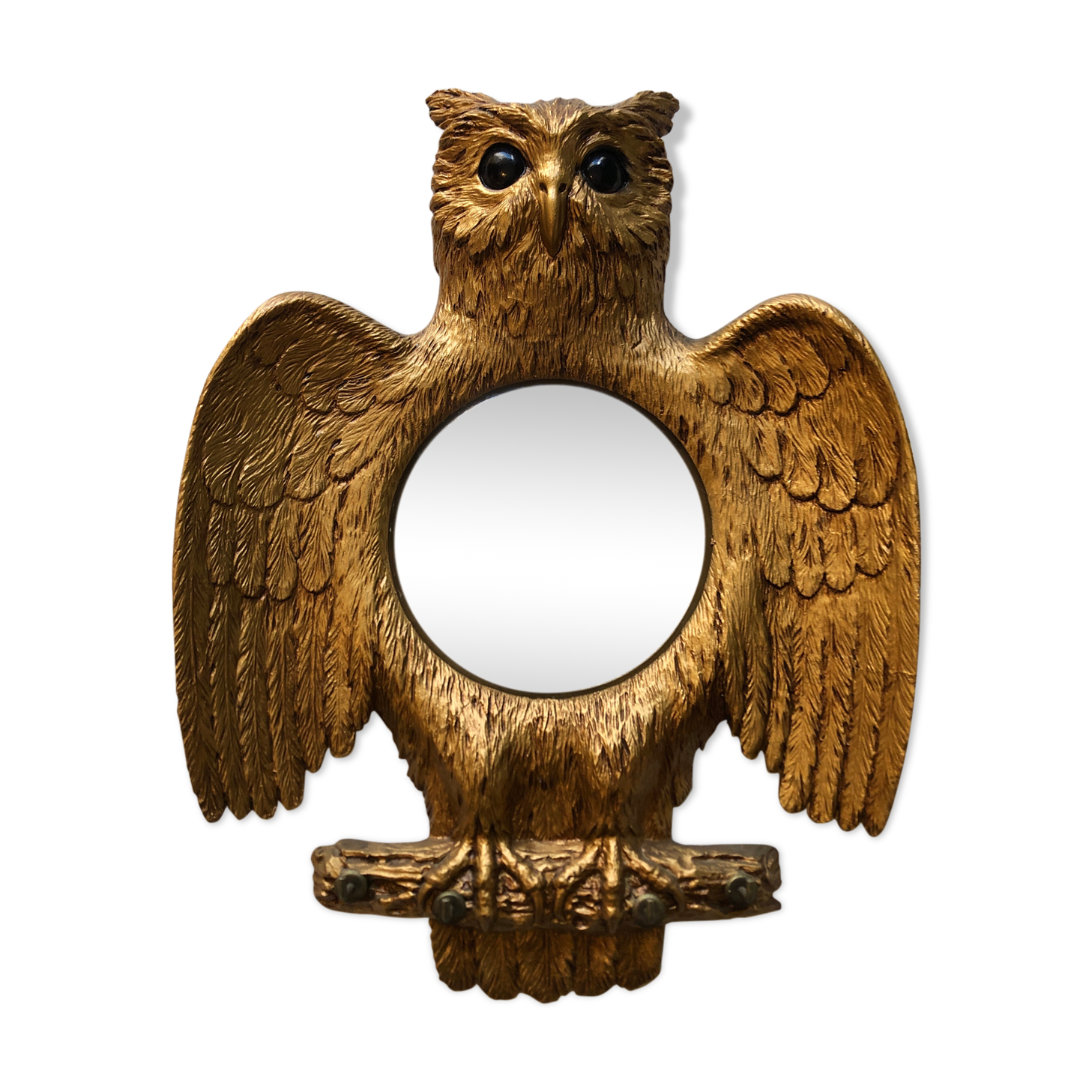 Witch mirror shape vintage owls 28x38cm