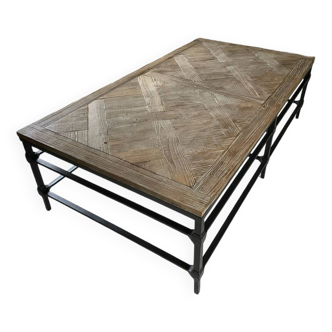 Wood and steel coffee table