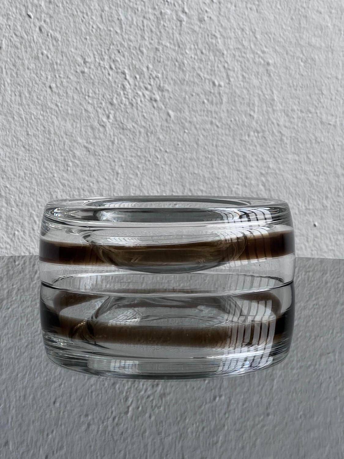 Timeless Murano glass valet tray in clear and brown glass 1970's