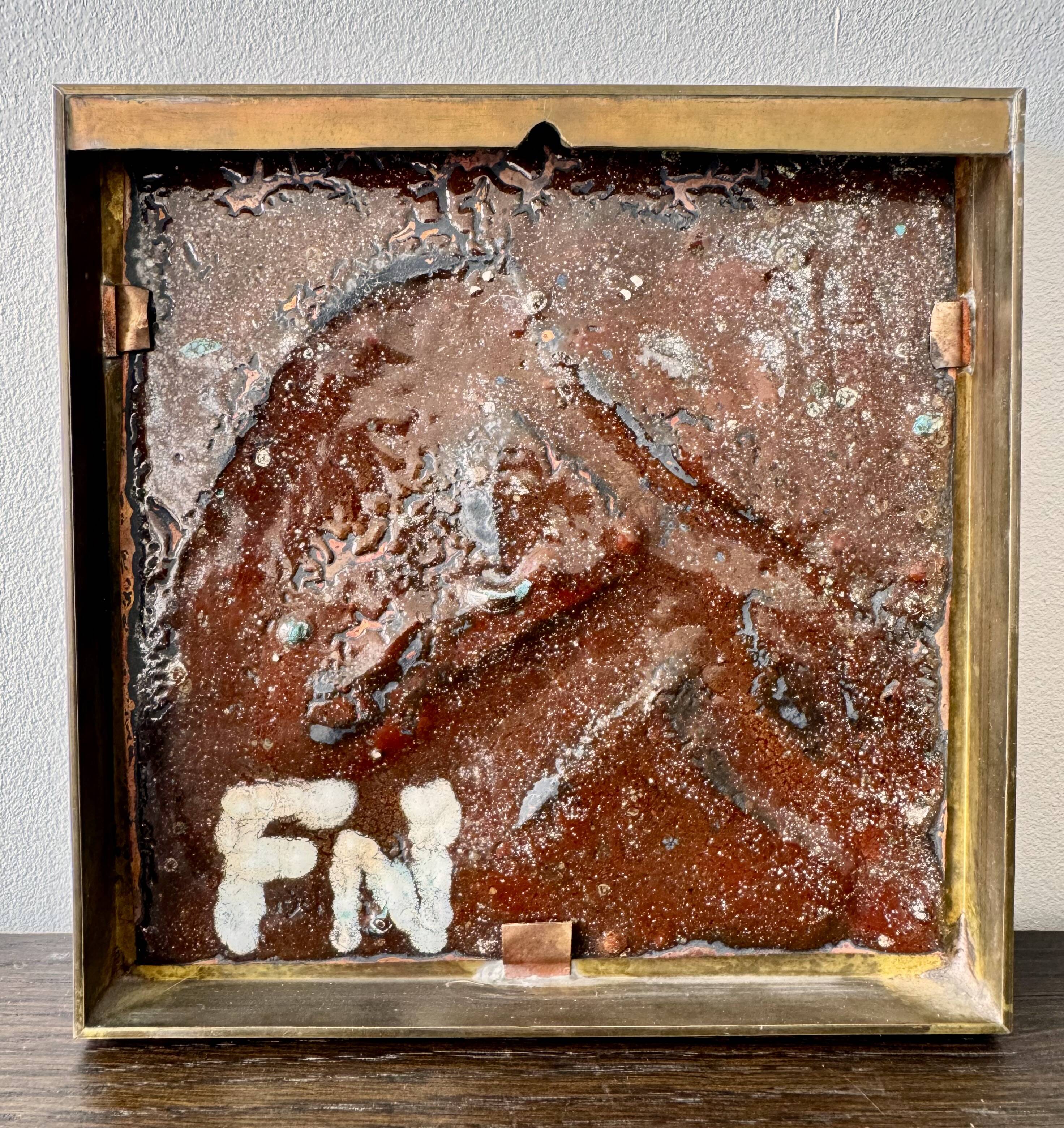 Vintage Ceramic Relief Tile Framed Female Figure