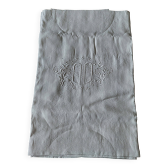 Old embroidered linen tablecloth 175 X 175 cm