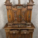 Cabinet called "d'Ile-de-France" with two recessed bodies in oak and marble slabs circa 1800