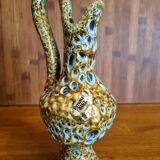 Ceramic ewer vase from La poterie du Cyclope in honey enamels