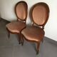 Paire de chaises médaillon style Louis Philippe en velours rose