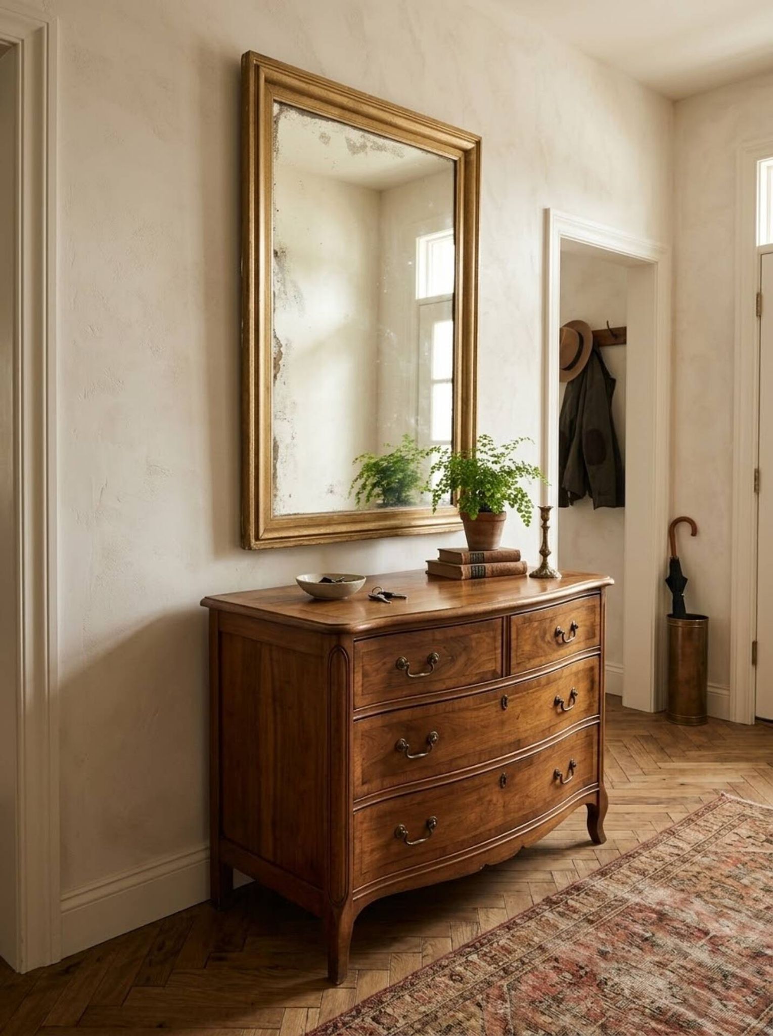 Golden mirror in oak from the 19th century.