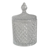 Bonbonnière / pot à coton en verre moulé effet cristal