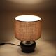 Rare, handcrafted Robert “Rob” Bentsen ceramic table lamp with a jute lampshade / Mid-century Danish modern design / 1960s / 1970s