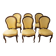 Set of 6 antique classic style chairs in wood and yellow fabric.