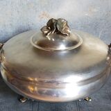 Alpaca silver metal serving dish with flowers