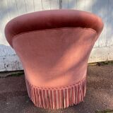 Fauteuil crapaud velours rose