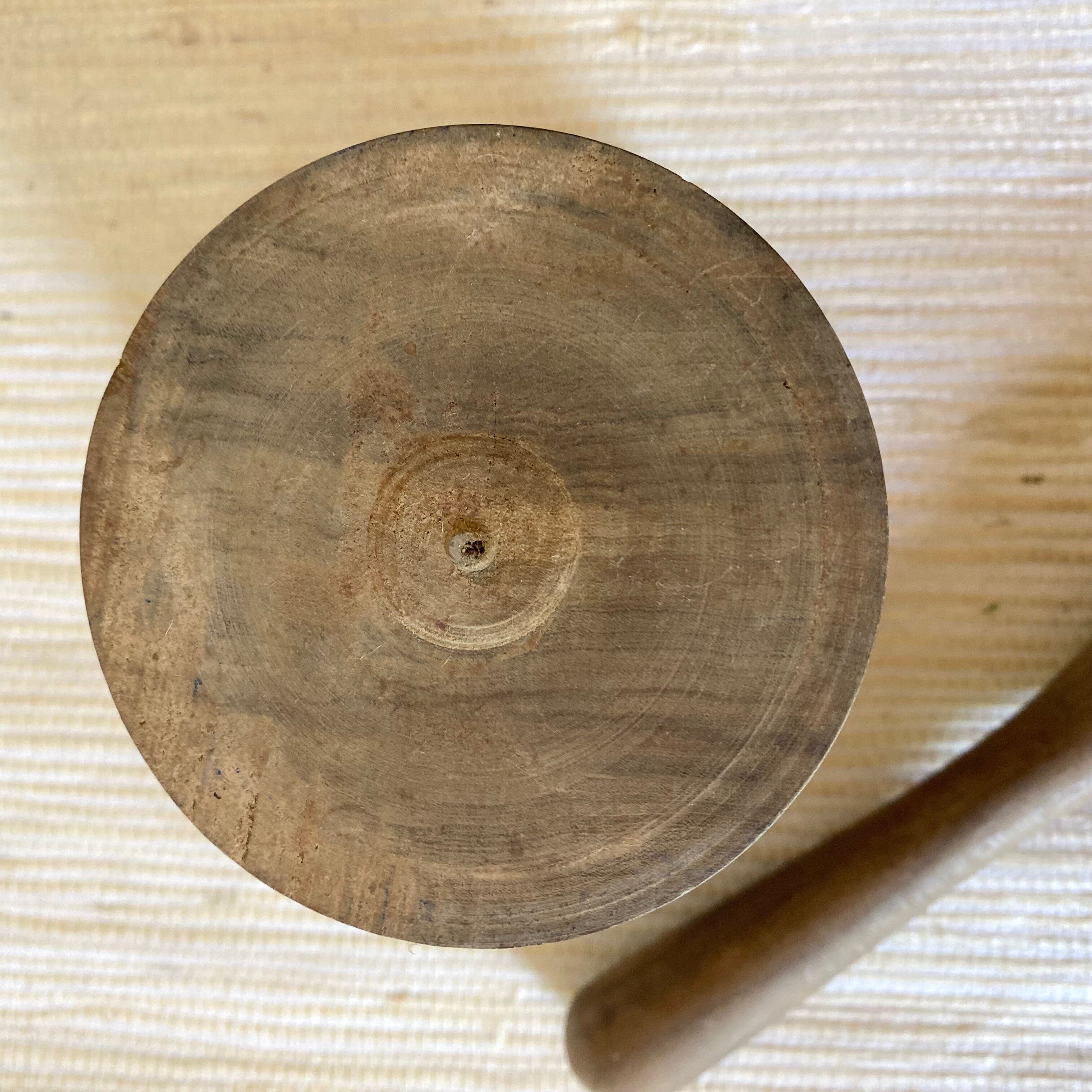 Wooden mortar and pestle