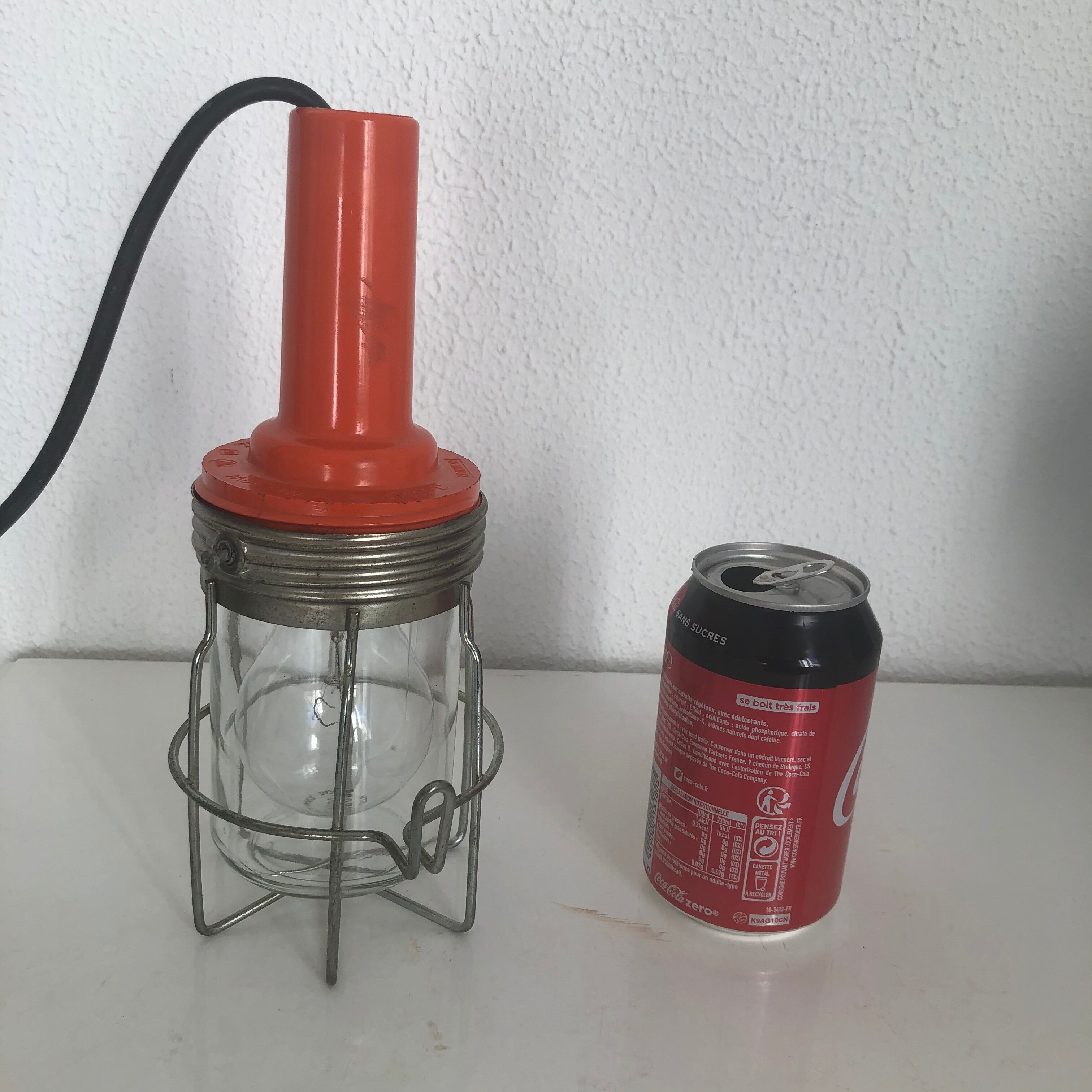 Vintage orange bakelite glass lamp - 25 cm