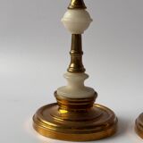 Vintage Brass and Alabaster Candlesticks