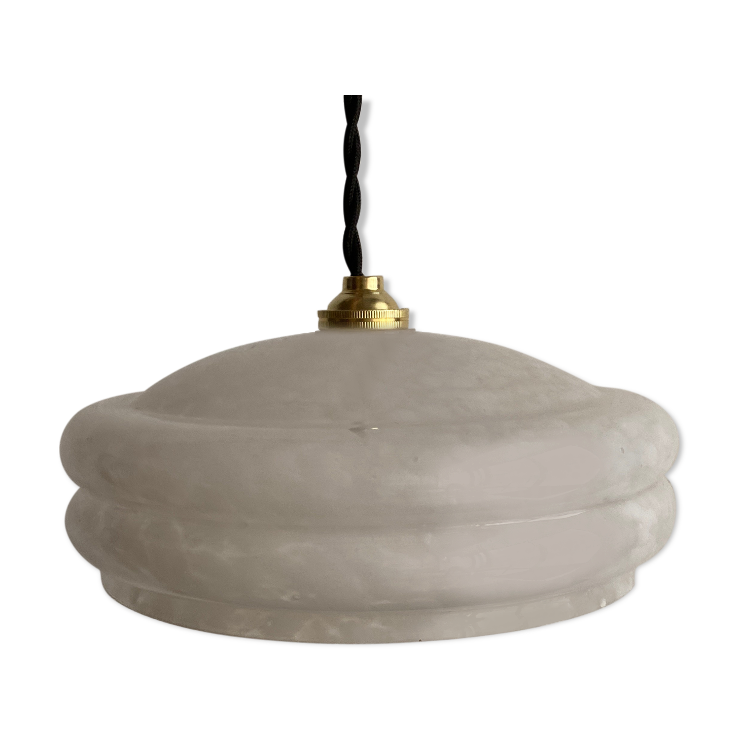 Suspension verre de clichy blanc vinatge