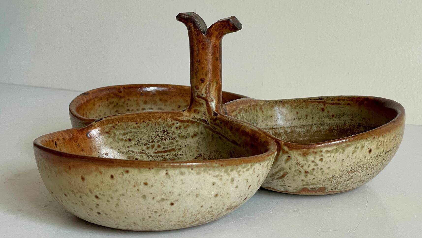 Vintage glazed stoneware appetizer dish