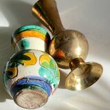 Vases céramique et laiton artisanal vintage