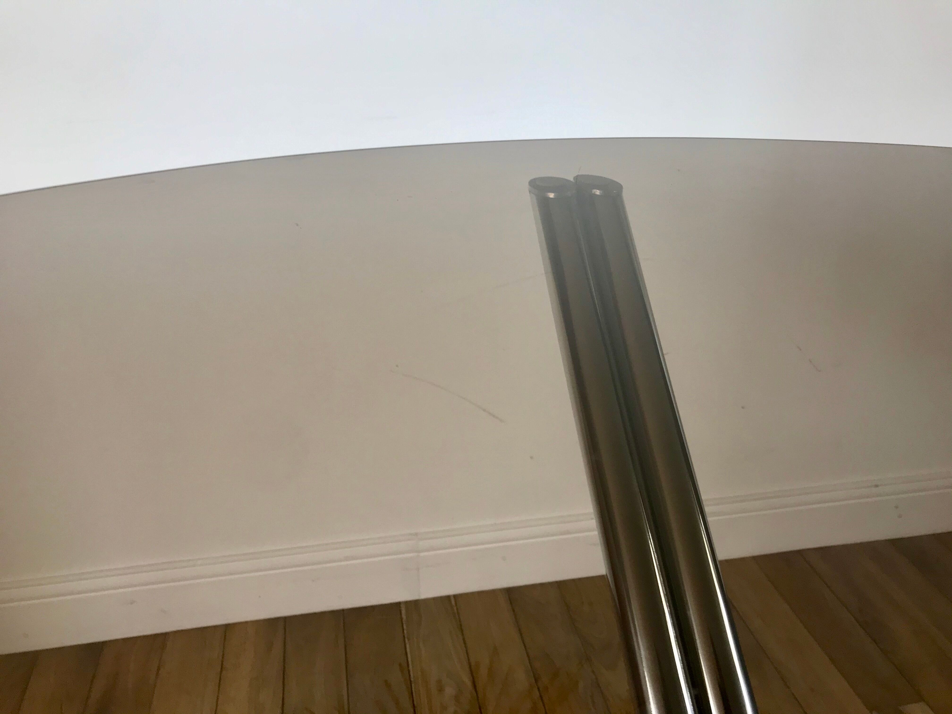 Dining / living table in chrome and smoked glass design 70s