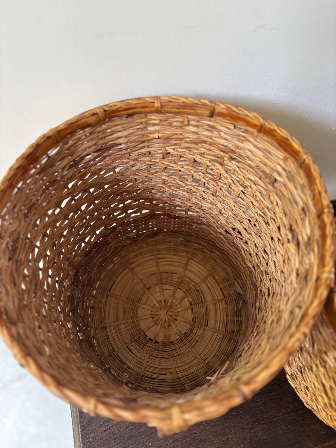 2 paniers en rotin vintage