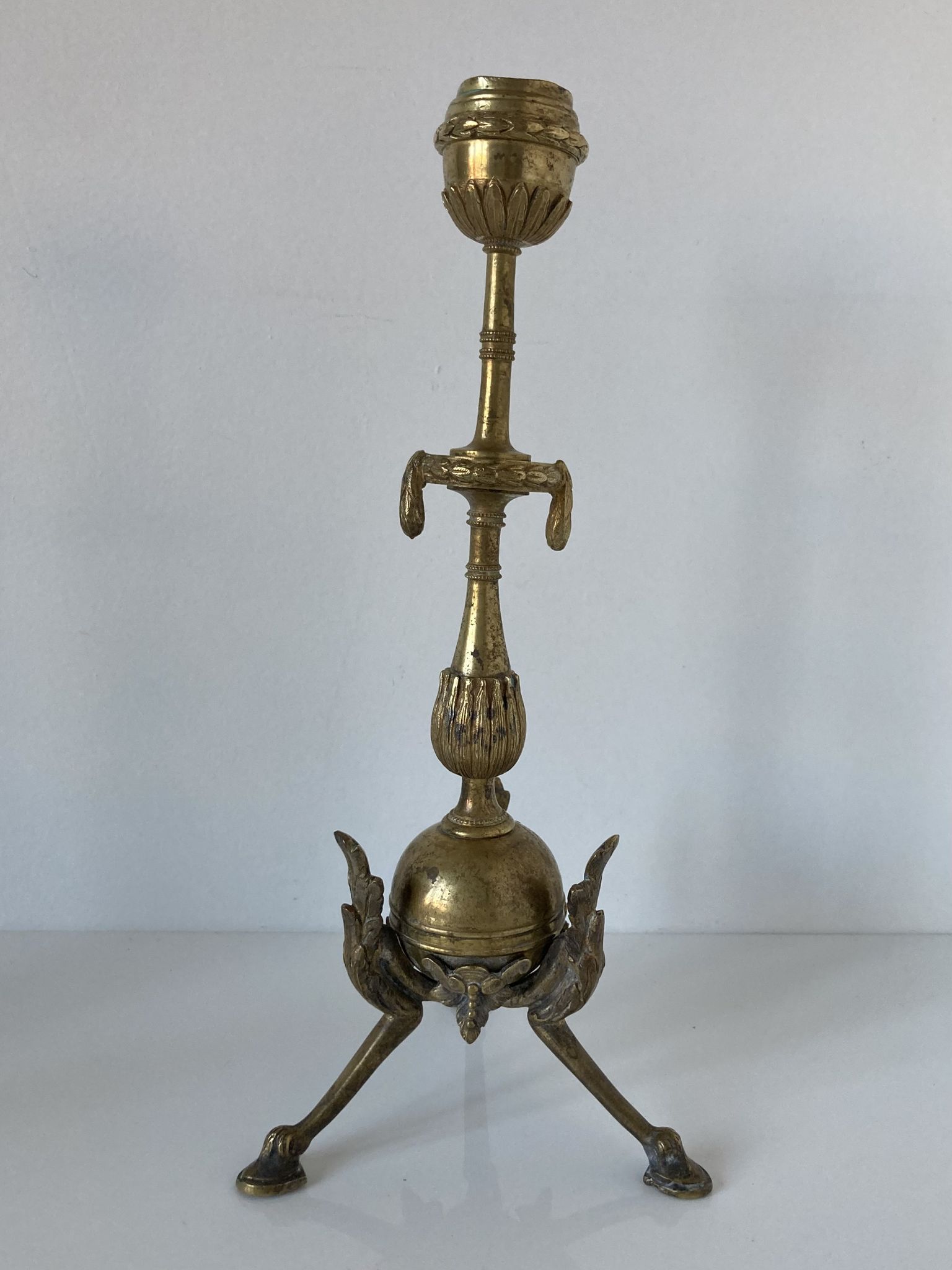 Pair of neoclassical style candlesticks in gilded bronze in the taste of Barbedienne