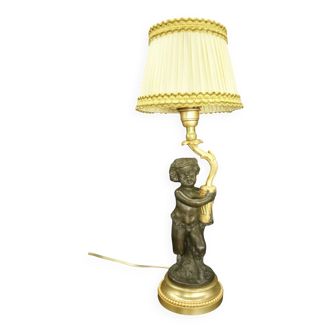 Lampe au faune clodion style louis xvi début 1900 - bronze doré et patiné