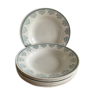 Set of 6 hollow plates Digoin Sarreguemines