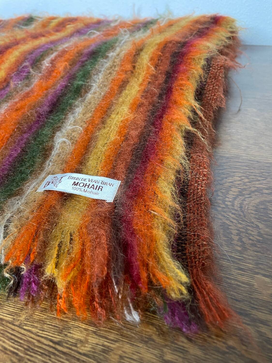 Brown mohair wool blanket/throw by Vian-Tiran.