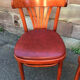 Pair of restaurant chairs curved wood imitation vintage leather 1970s