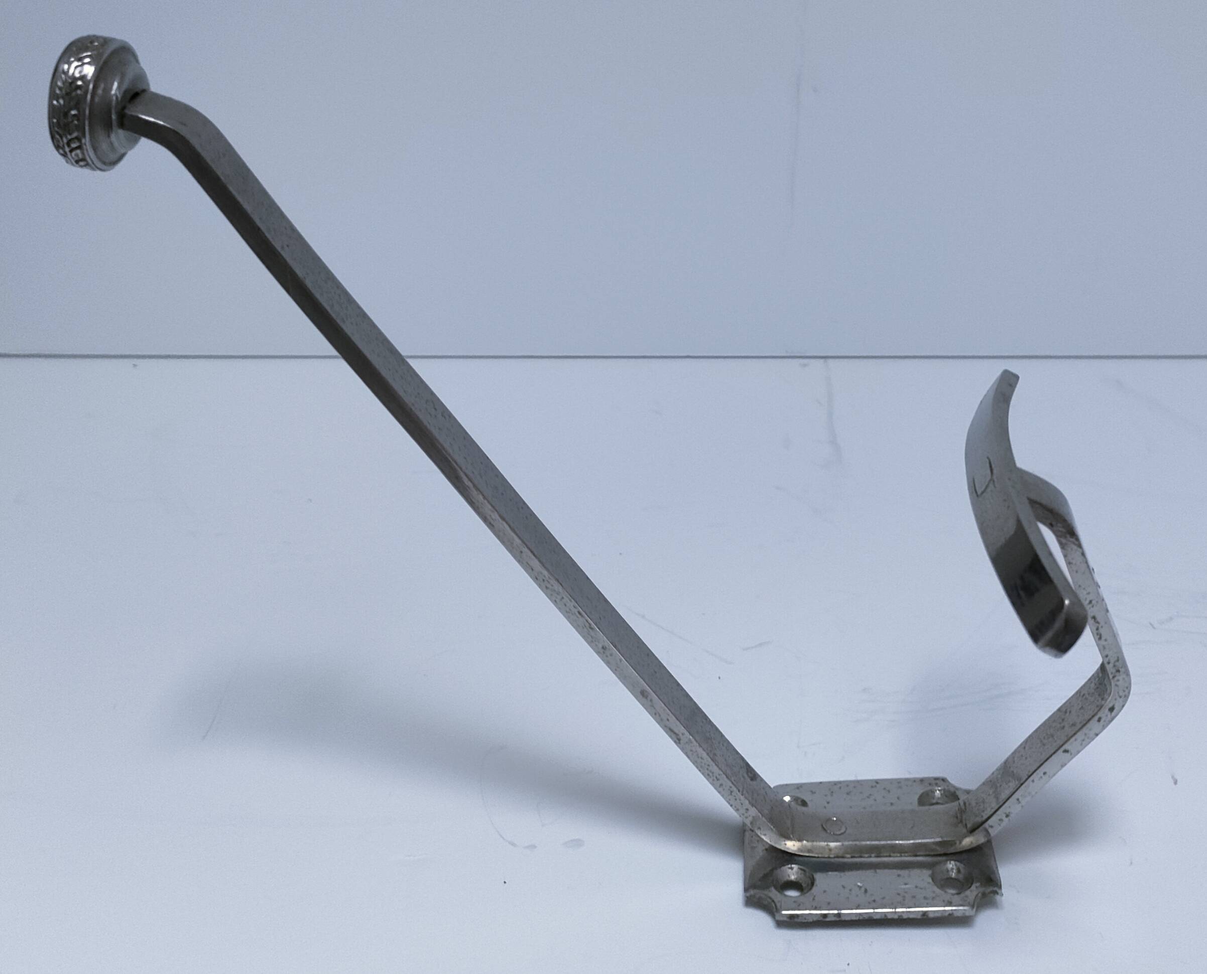 Three brass, chrome, aluminum hooks, early 20th century